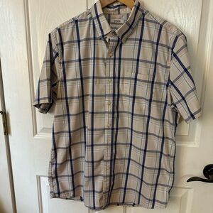 Saddlebred Tan and Blue Plaid Button Down Shirt
